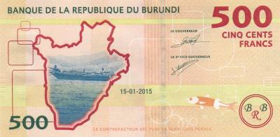 CRBX0473 BILLETE BURUNDI 500 CENT DE FRANCOS 2015 SIN CIRCULAR