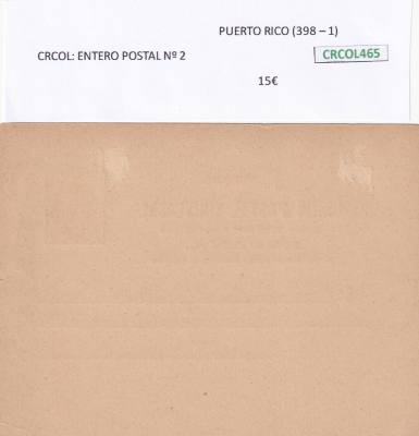 CRCOL465 ENTERO POSTAL PUERTO RICO Nº 2