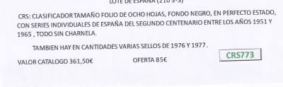 CRS773 LOTE DE SELLOS ESPAÑA EN CLASIFICADOR. VER DESCRIPCION EN FOTO