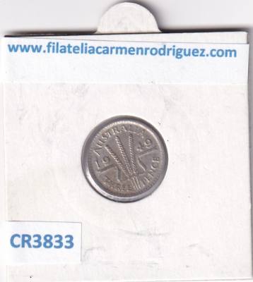 CR3833 MONEDA AUSTRALIA 3 PENIQUES 1949 PLATA