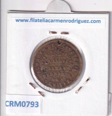 CRM0793 FICHA ALFONSO XII 1880 FERRETERIA LA LLAVE LATON