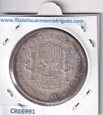 CRE6991 MONEDA ESPAÑA AMADEO I 5 PESETAS 1871 *18*71 PLATA
