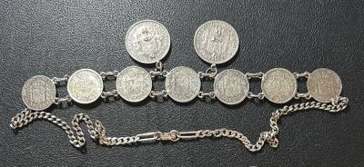 CREXP552 CADENA DE PLATA CON MONEDAS DIFERENTES DE ESPAÑA 37 GR