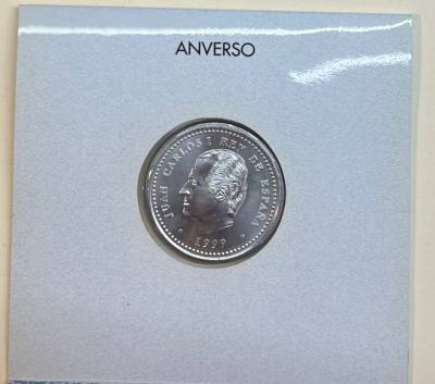 HEXP090 CARTERA ESPAÑA MONEDA 2000 PESETAS 1999 XACOBEO PLATA