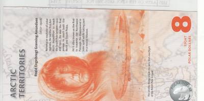 CRJ1523 BILLETE TERR. ARTICO 8 DOLARES 2011 POLIMERO SPECIMEN ARC-12 