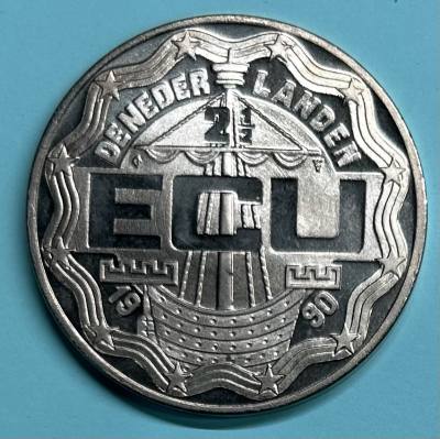 HEXP0113 MONEDA PAISES BAJOS 2 1/2 ECUS 1990 CUPRONIQUEL