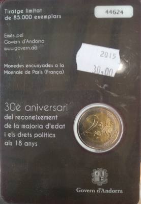 HEUR0607 MONEDA ANDORRA 2 EUROS 2015 COIN CARD