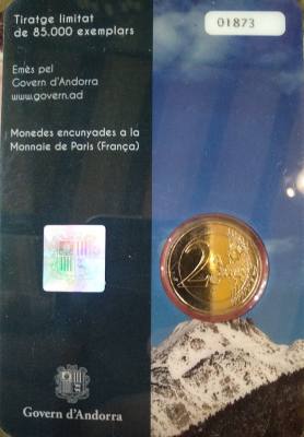 HEUR0618 MONEDA ANDORRA 2 EUROS 2017 (El país de los Pirineos) COIN CARD