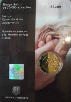 HEUR0620 MONEDA ANDORRA 2 EUROS 2021 (Cuidado de mayores) COIN CARD