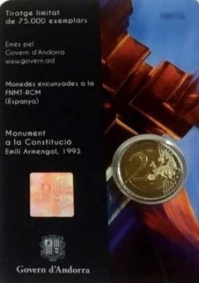 HEUR0627 MONEDA ANDORRA 2 EUROS 2018 (Constitución de Andorra) COIN CARD