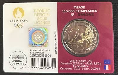 HEUR0627 MONEDA FRANCIA 2 EUROS 2024 (París 2024) Letra R COIN CARD