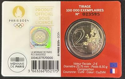 HEUR0628 MONEDA FRANCIA 2 EUROS 2024 (París 2024) LetraI I COIN CARD