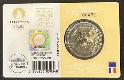 HEUR0641 MONEDA FRANCIA 2 EUROS 2023 (JJOO París 2024) Color amarillo COIN CARD