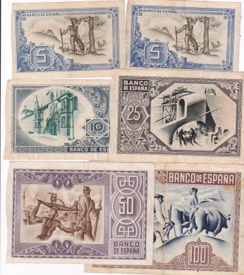 CRBL0592 LOTE 6 BILLETES LOCAL ESPAÑA BILBAO 1937 DIFERENTES VALORES EBC
