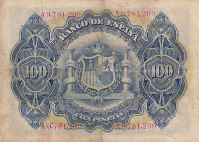CRBS3267 BILLETE ESPAÑA 100 PESETAS 1906 SERIE A MBC