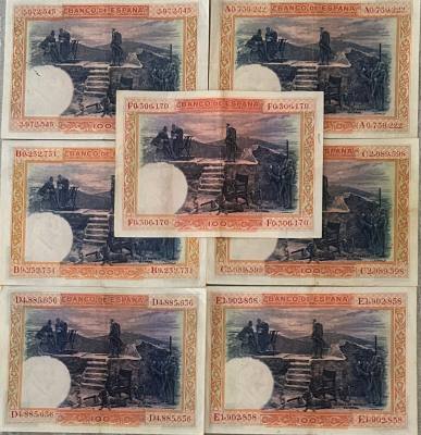 CRBS3272 LOTE 7 BILLETES ESPAÑA 100 PESETAS 1925 TODAS LA SERIES MBC/EBC