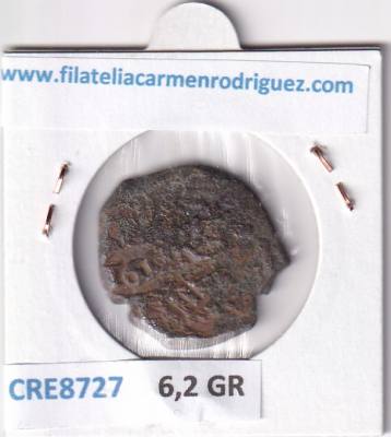 CRE8727 MONEDA ESPAÑA FELIPE IV 8 MARAVEDIS 1658 RESELLO TIPO 147 CON MONOGRAMA