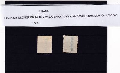 CRS1206 SELLOS ESPAÑA Nº NE 23/4 XX. SIN CHARNELA. AMBOS CON NUMERACIÓN A000.000