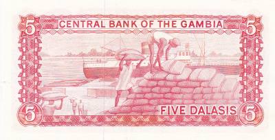 CRBX2756 BILLETE GAMBIA 5 DILASIS SERIE AD SIN CIRCULAR