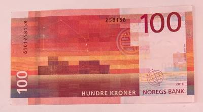 CRBX0290 BILLETE NORUEGA 100 KRONER 2016 MBC+ 