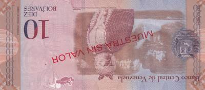 CRBX0896 BILLETE VENEZUELA 10 BOLIVARES 2007 MUESTRA SIN VALOR SIN CIRCULAR