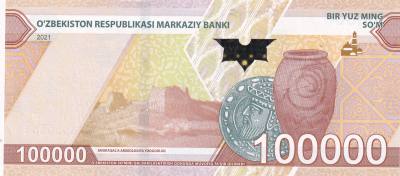 CRBX1843 BILLETE UZBEQUISTAN 100000 SUM 2021 SIN CIRCULAR