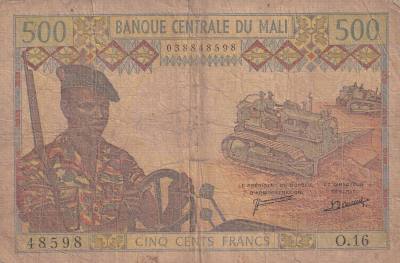 CRBX2533 BILLETE MALI 500 FRANCOS USADO
