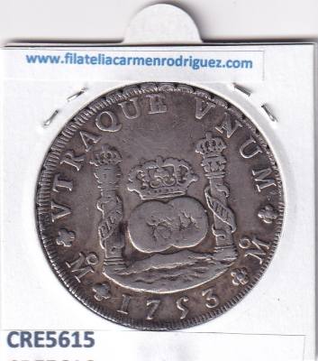 CRE5615 MONEDA ESPAÑA FERNANDO VI 8 REALES 1753 MEXICO PLATA