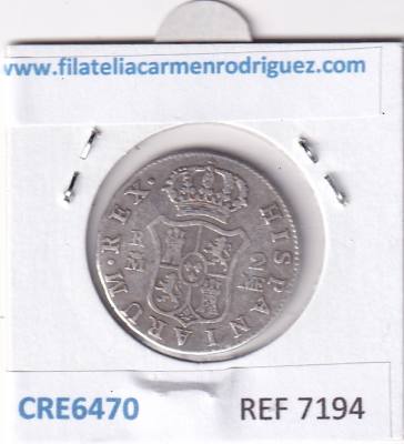 CRE6470 MONEDA ESPAÑA CARLOS IV 2 REALES 1800 MADRID MF PLATA