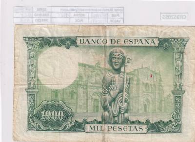 CRBS2055 BILLETE ESPAÑA 1000 PESETAS 1965 SIN SERIE BC+