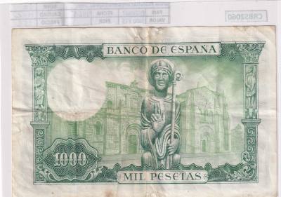 CRBS2060 BILLETE ESPAÑA 1000 PESETAS 1965 SERIE 1E MBC
