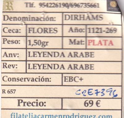 CRE7396 MONEDA ARABE DIRHAMS 