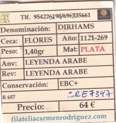 CRE7397 MONEDA ARABE DIRHAMS 