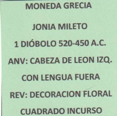 CR4522 MONEDA GRECIA 1 DIOBOLO VER DESCRIPCION EN FOTOS