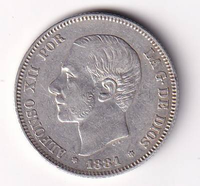 CRCAP175 MONEDA ESPAÑA ALFONSO XII 2 PESETAS 181 *81 MSM PLATA