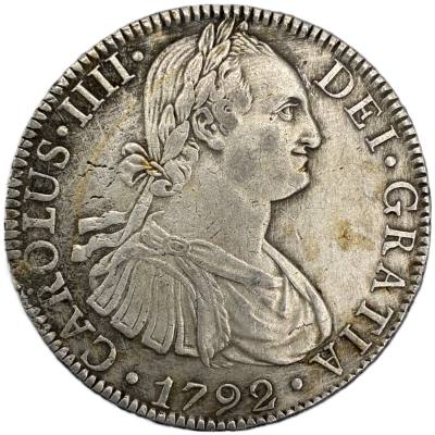 CRE7584 MONEDA ESPAÑA CARLOS IV 8 REALES 1792 MEXICO