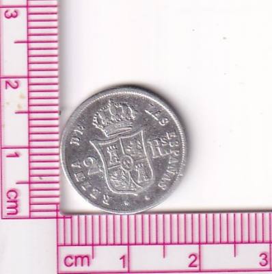 CRCAP134 MONEDA ESPAÑA ISABEL II 2 REALES 1853 BARCELONA PLATA