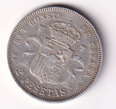 CRCAP175 MONEDA ESPAÑA ALFONSO XII 2 PESETAS 181 *81 MSM PLATA