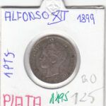 MONEDA ESPAÑA ALFONSO XII 1 PESETA 1899 PLATA