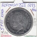 CRE2512 MONEDA ESPAÑA ALFONSO XIII 5 PESETAS 1893 PLATA