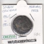 CRE2533 MONEDA ROMANA SEXTANTE ROMA MERCURIO PROA 194-190 AC