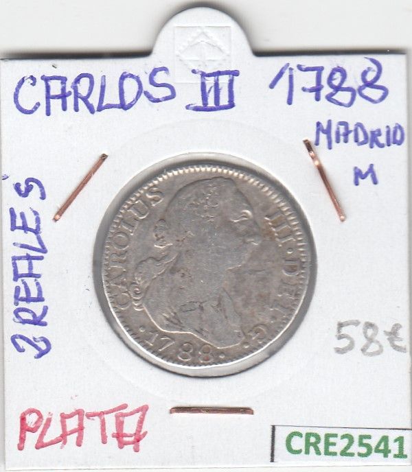 1707851578-cre2541.jpg CRE2541 MONEDA ESPAÑA 2 REALES MADRID CARLOS III 1788 - Imagen 1