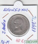 CRE2549 MONEDA ESPAÑA ALFONSO XIII 2 PESETAS 1892*92