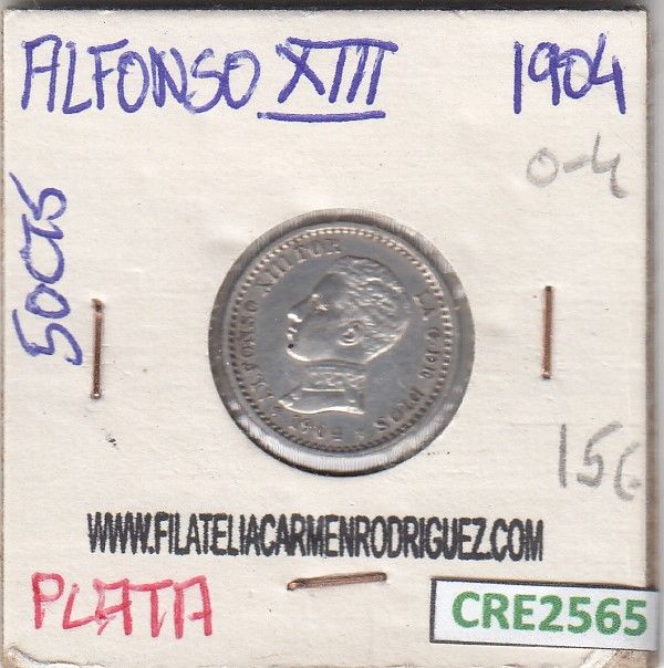 1708108985-cre2565.jpg CRE2565 MONEDA ESPAÑA ALFONSO XIII 50 CENTIMOS 1904 - Imagen 1