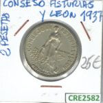 CRE2582 MONEDA 2 PTAS GUERRA CIVIL CONSEJO DE ASTURIAS Y LEON 1937
