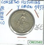 CRE2582 MONEDA 2 PTAS GUERRA CIVIL CONSEJO DE ASTURIAS Y LEON 1937