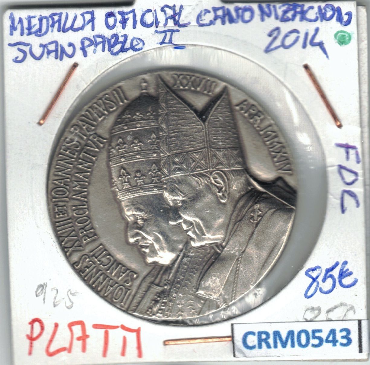 1708590682-crm0543.jpg CRM0543 MEDALLA OFICIAL CANONIZACIÓN JUAN PABLO II PLATA - Imagen 1
