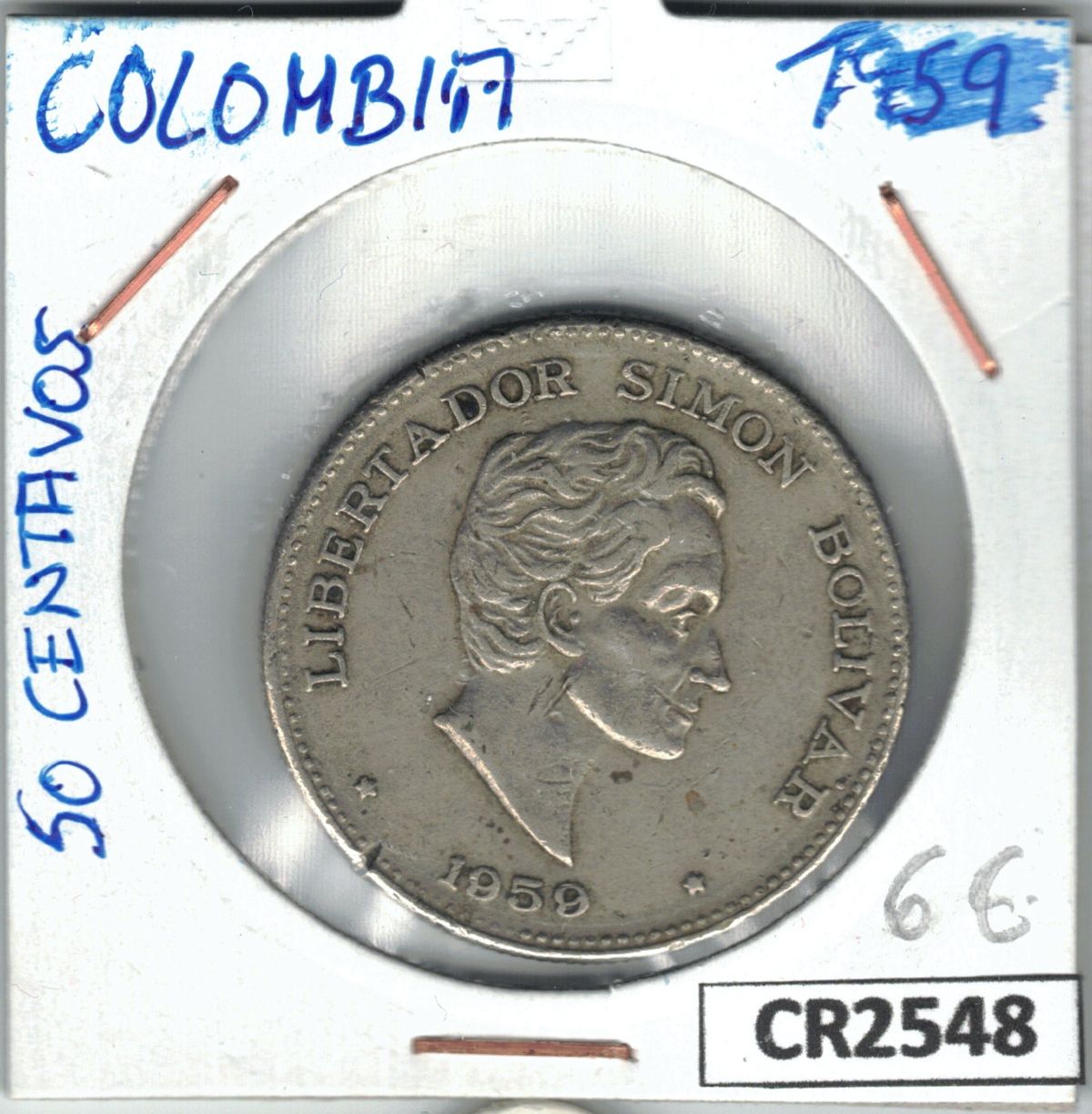 1708602914-cr2548.jpg CR2548 MONEDA 50 CENTAVOS COLOMBIA 1959 - Imagen 1
