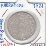 CR2519 MONEDA MARRUECOS MEDIO RIAL (5 DIRHAMS) PLATA 1321