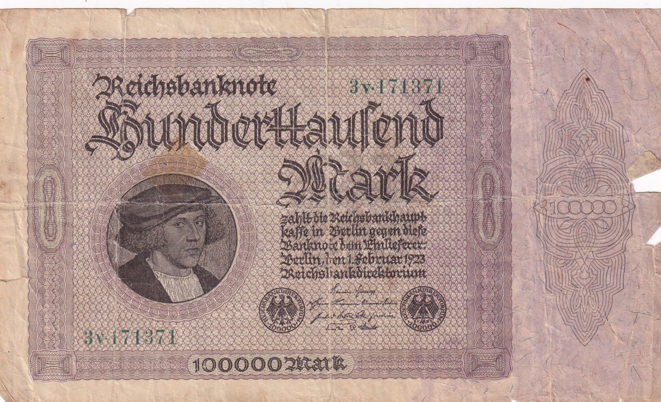 1731840259-crbx1004.jpg CRBX1004 BILLETE ALEMANIA 10000 MARCOS 1923 MC CON ROTURAS - Imagen 1